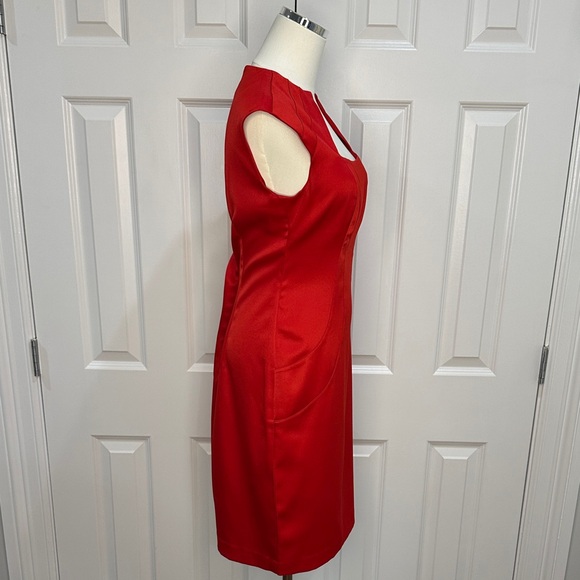 London Times Red Keyhole Sheath Bodycon Cocktail Valentine’s Day Dress Size S - Picture 10 of 17